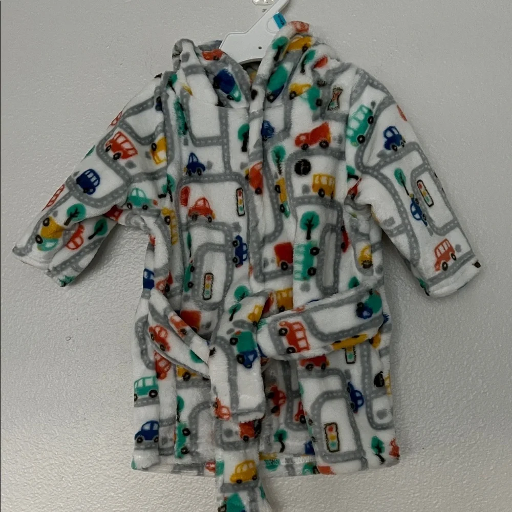 NWOT Colorful Car Print Kids' Robe sz 0-9months
